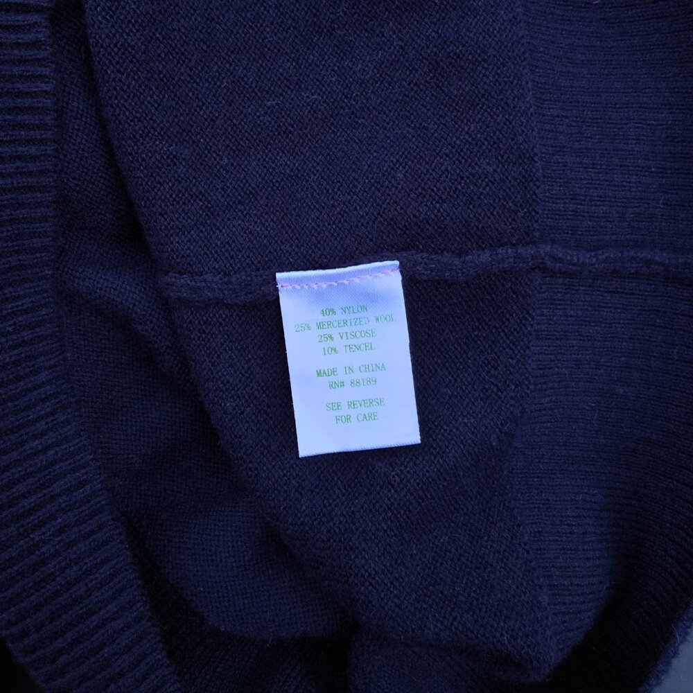 Lilly Pulitzer Hot Toddy Sweater XS Navy Blue Graphic Wool Blend‎ Slim Fit - Picture 5 of 5